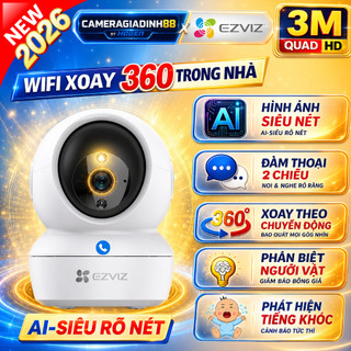 Camera wifi trong nhà xoay 360 ezviz c6n h6c ty+ 2m 5m 2k 1080p full hd bảo hành 24th