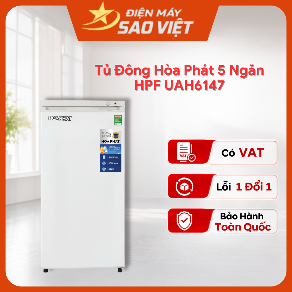 Tủ Đông Đứng Hòa Phát HPF UAH6147 147 Lít Bảo Hành Chính Hãng 24 Tháng Toàn Quốc