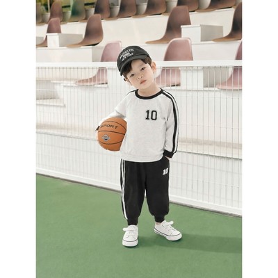 Set thun dài tay Beemo phong cách thể thao vải thun co giãn cho bé đi học, đi chơi từ 9-24kg 6201BDB