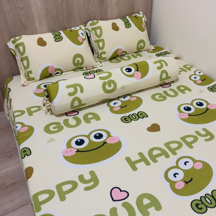 Bộ ga giường thun lạnh 4 món bọc được nệm 20cm gồm ga gối và vỏ ôm 1m4x2m