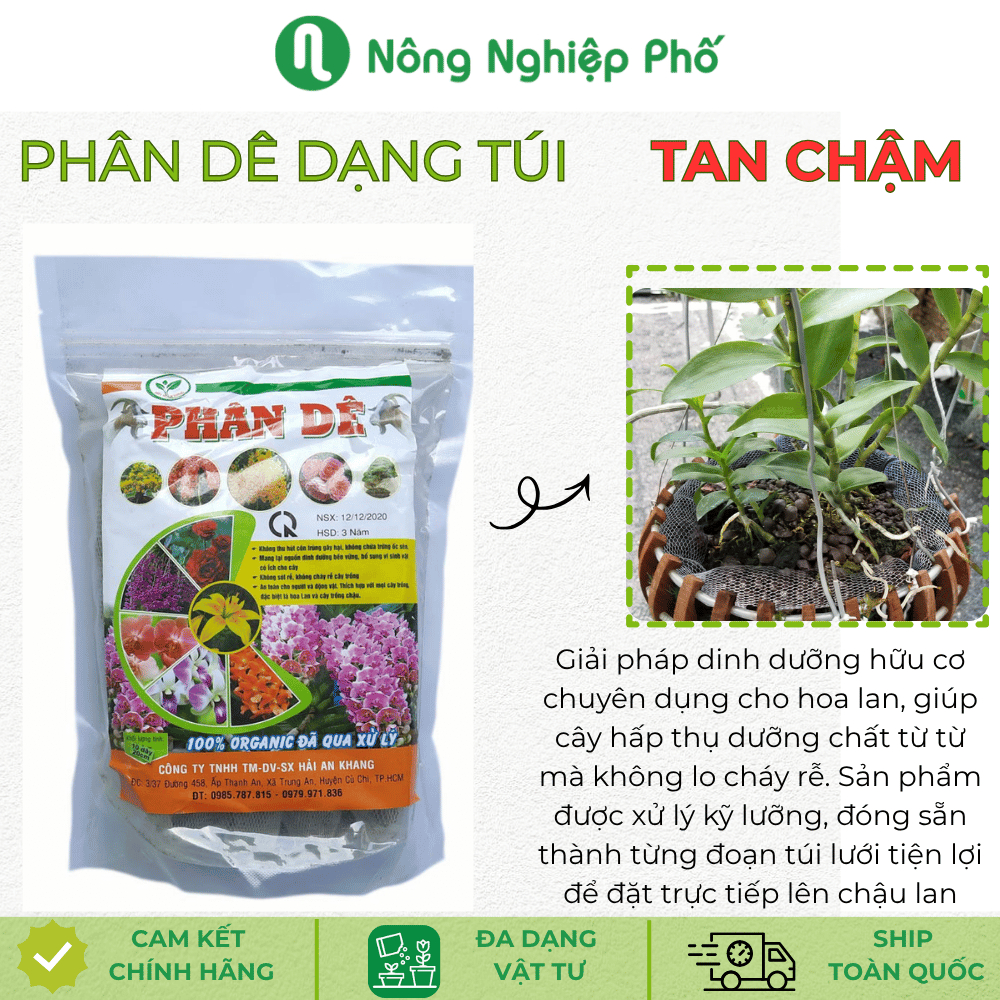 Phân dê dùng cho lan dạng túi tan chậm loại 20cm - Túi nguyên 12 dây - Nông Nghiệp Phố
