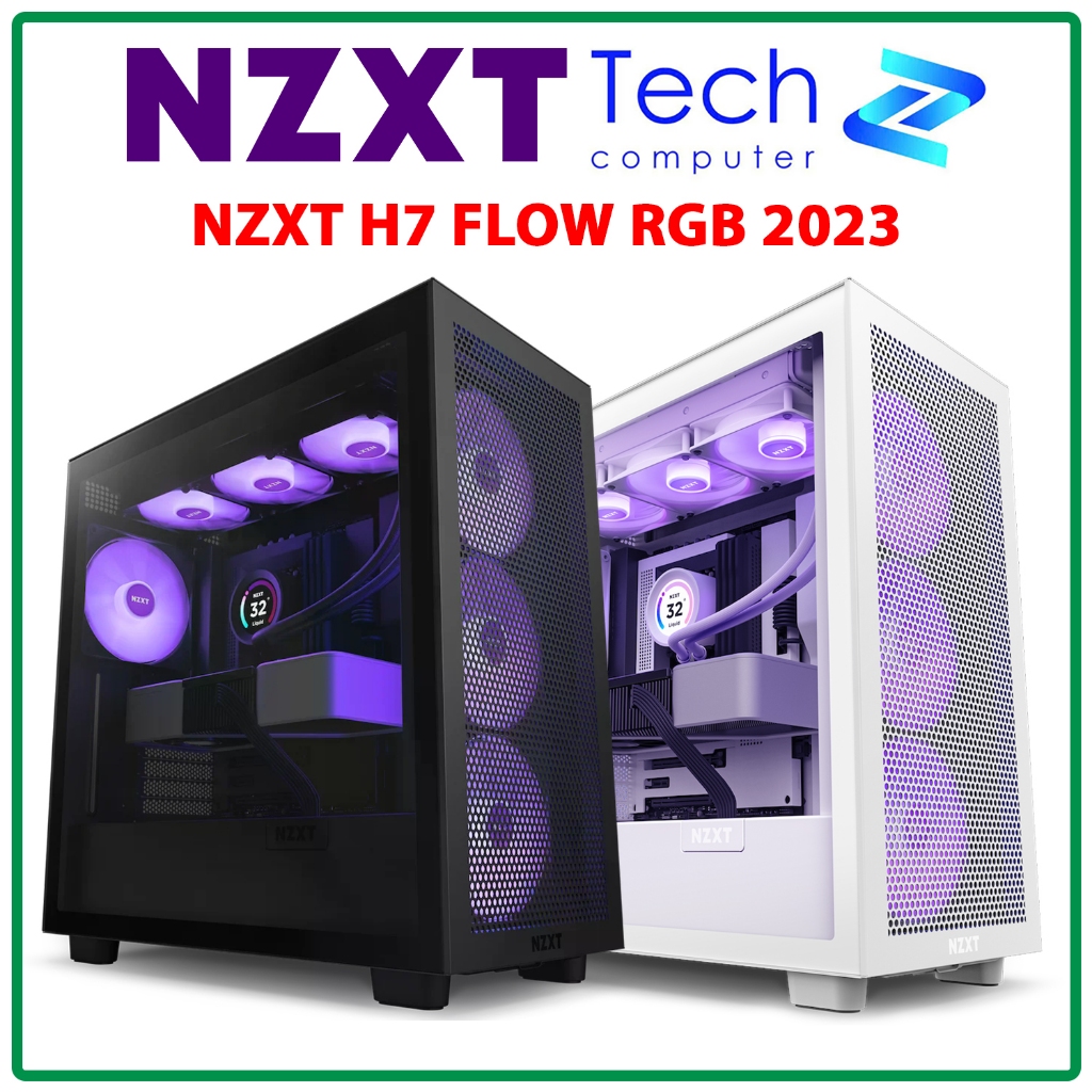 Vỏ Case NZXT H7 Flow RGB 2023 ATX Mid Tower All Black All White Kèm 4 Fan RGB Chính Hãng