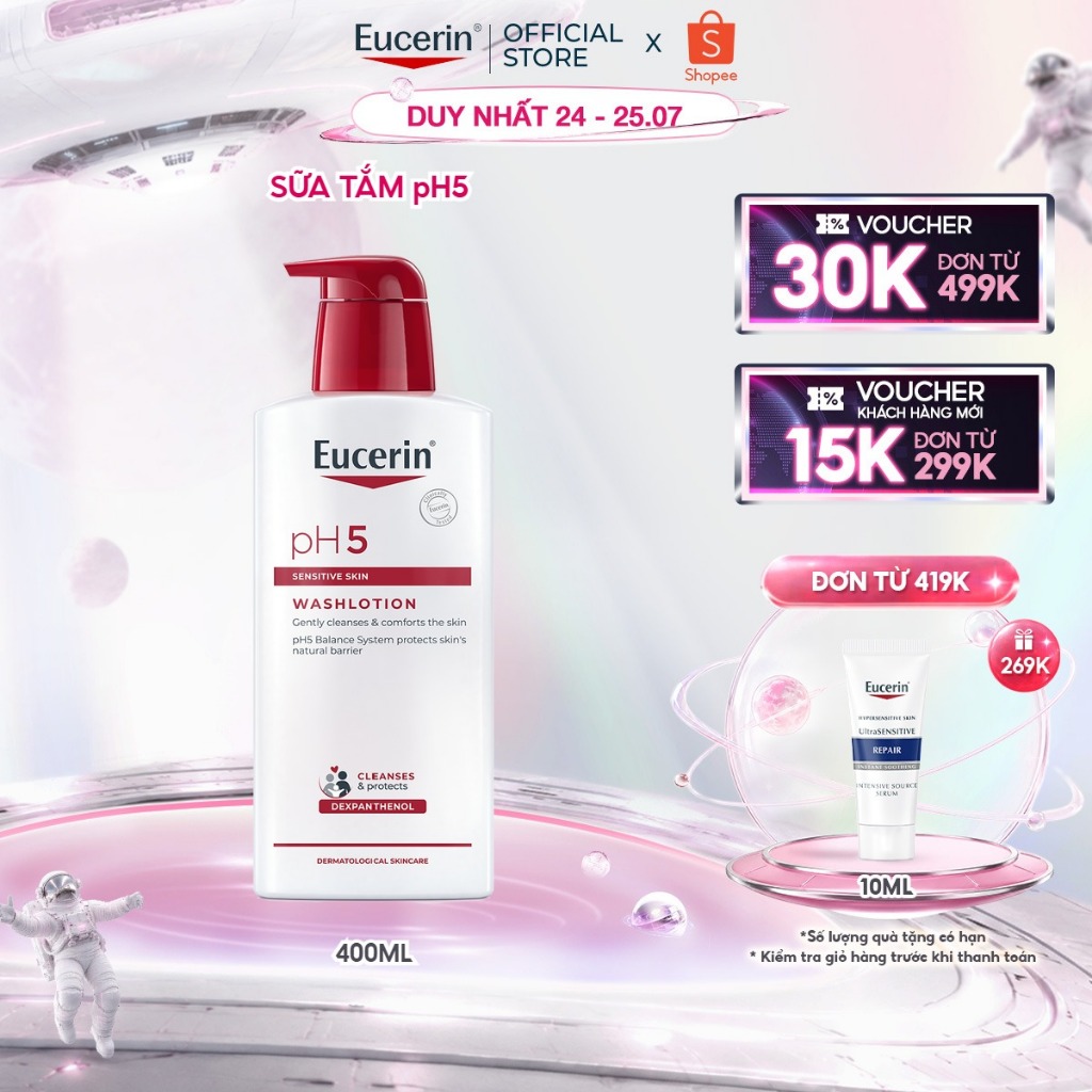 Sữa tắm cho da nhạy cảm Eucerin pH5 Washlotion 400ml