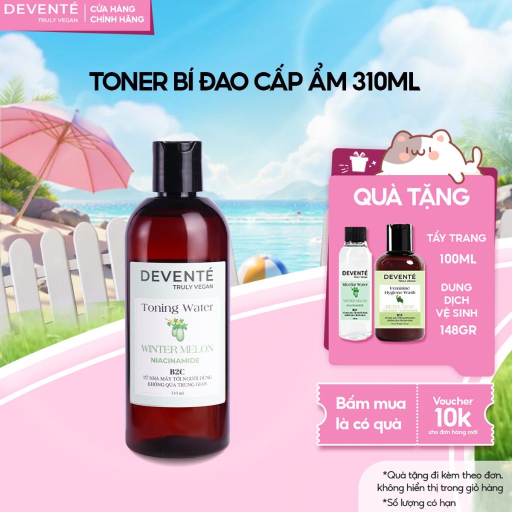 Toner Nước Cân Bằng Da Bí Đao Devente 310ml Thuần Chay