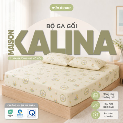 Bộ Ga Gối Maison Kalina Mịn Decor 1m2 | 1m6 | 1m8 | 2m2, Bo Chun 10cm