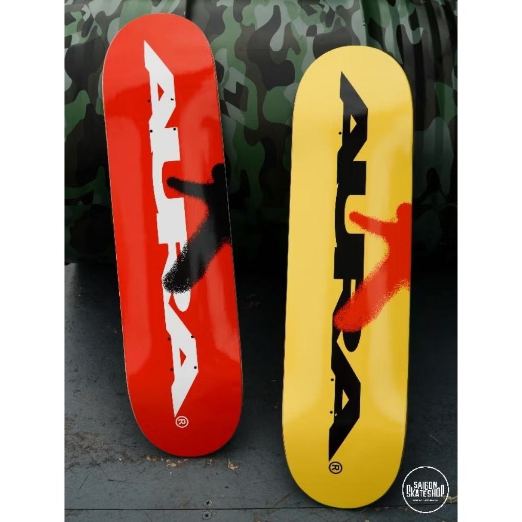 Mặt ván trượt AURA MEGA  LOGO YELLOW//RED DECK 8.0-8.125