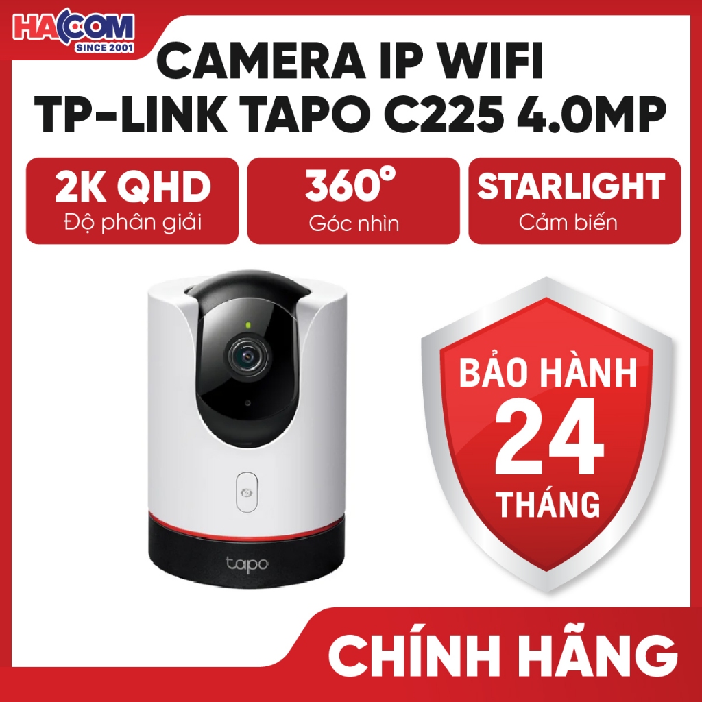 Camera IP Wifi TP-Link Tapo C225 4.0MP, 2K, 360 độ HACOM PC