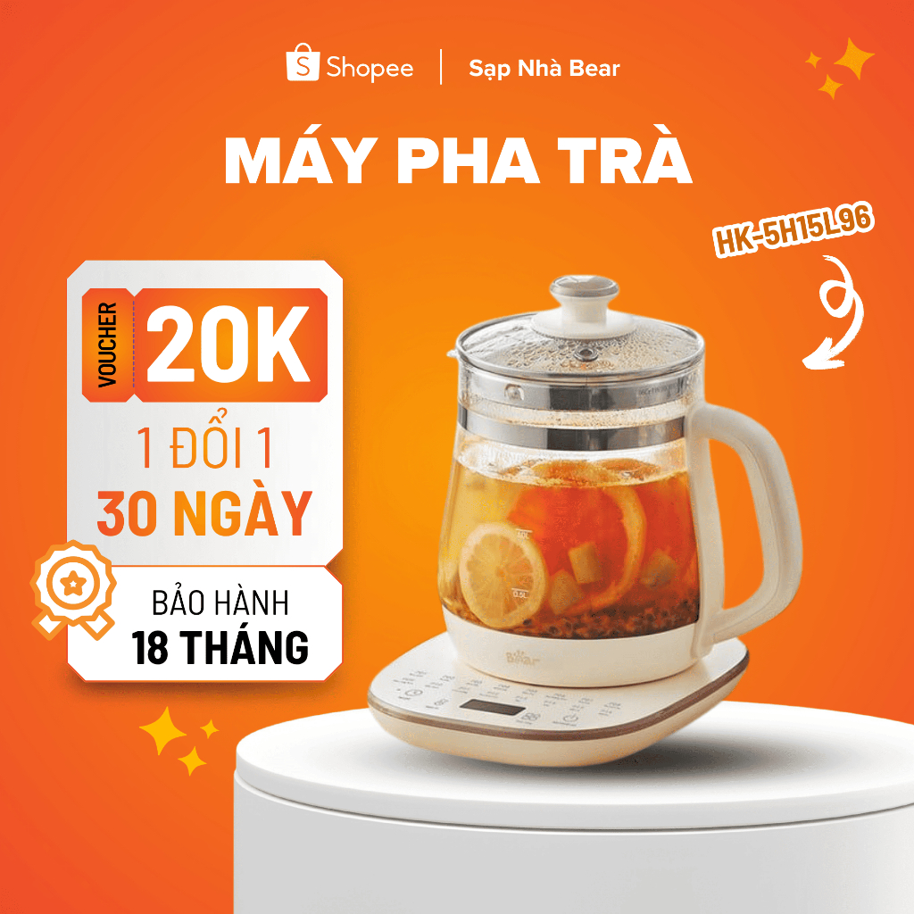 Máy Đun Nước Pha Trà Bear HK-5H15L96 1.5L Đa Chức Năng Bảo Hành Chính Hãng 18 Tháng