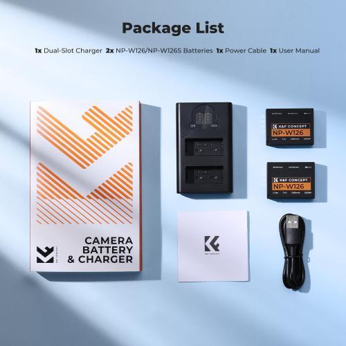 Bộ Pin Sạc Máy Ảnh Fujifilm K&F Concept NP-W126S 1300mAh Cho Fujifilm X100V X100VI XS10 XT30 XT20 XE