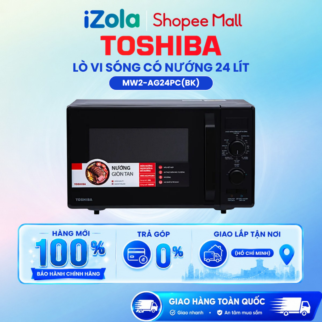 MW2-AG24PC(BK) - Lò vi sóng cơ có nướng Toshiba MW2-AG24PC(BK) 24 lít - Hàng chính hãng