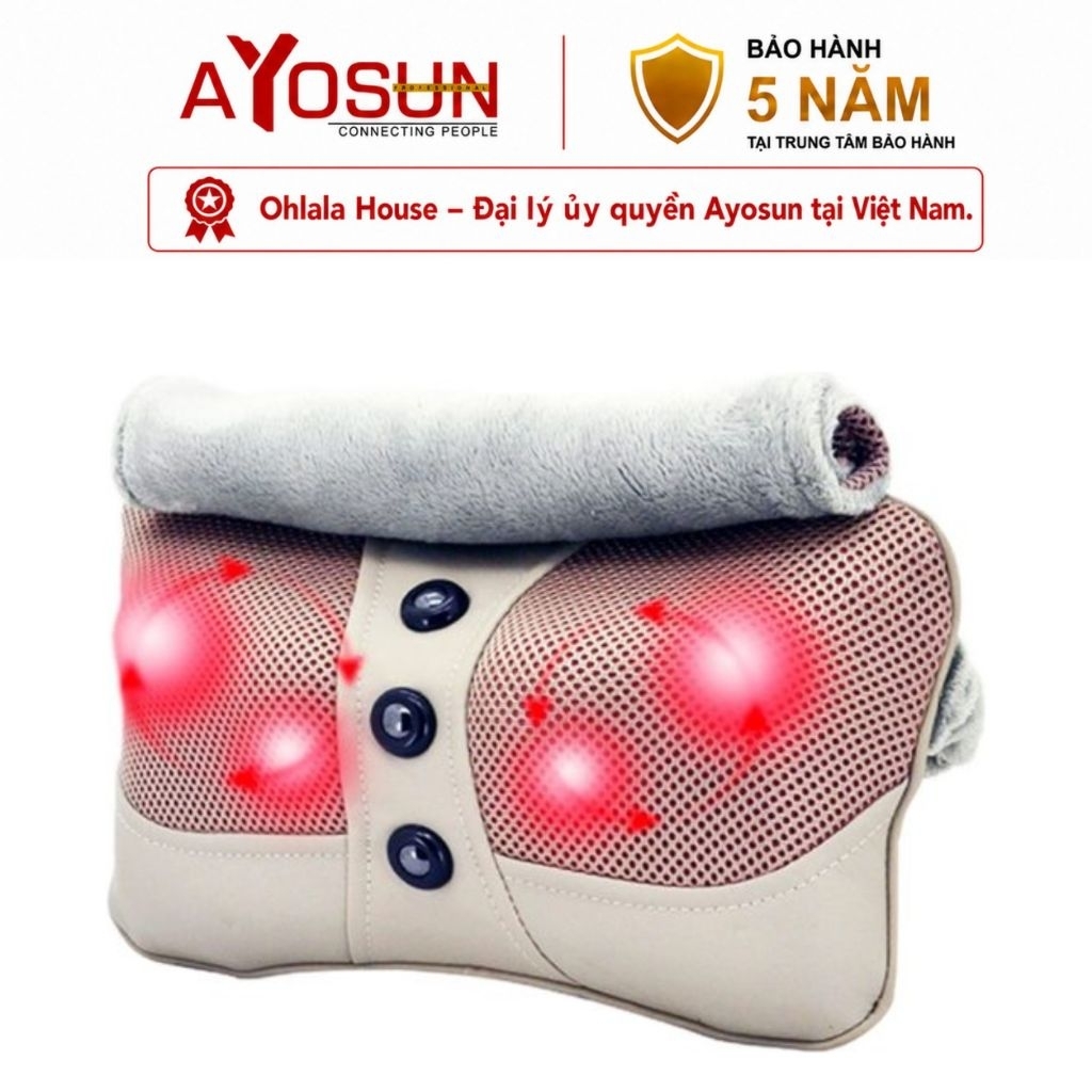 [CHÍNH HÃNG-BH 5 NĂM] Gối Massage 𝗔𝗬𝗢𝗦𝗨𝗡 Hàn Quốc 6 bi - Ohlala House đại lý phân phối