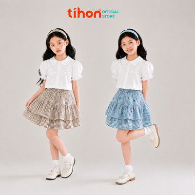 Set bộ bé gái TIHON cao cấp chất thô mềm thoáng cho bé đi học phong cách Hàn Quốc SET0744323