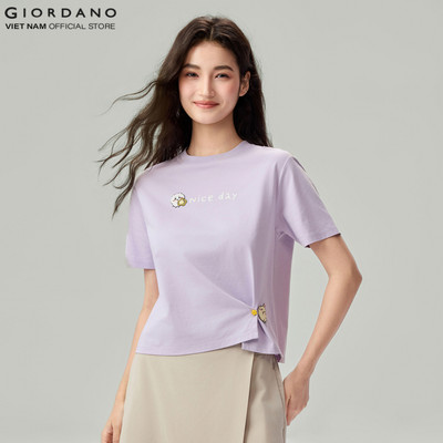 GIORDANO Áo Thun Nữ Cổ Tròn Ngắn Tay In Hình CHIIKAWA Collection Women's Short-Sleeve Graphic T-Shirt 5396408-32