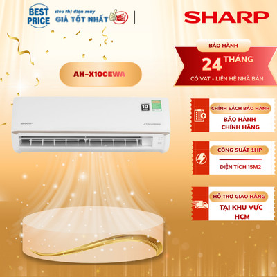 AH-X10CEWA Máy lạnh Sharp 1HP Inverter làm lạnh nhanh, tiết kiệm điện, gas R32, dàn nhôm AH-X10CEWA