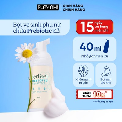 Bọt Dung Dịch Vệ Sinh Nữ PlayAh! Her Feel Prebiotic - Dòng Sensitive Dưỡng Ẩm Chuyên Sâu/Rose Sạch Thơm Toàn Diện 40ml