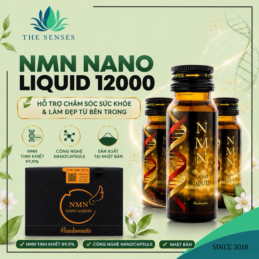Nước Uống NMN Nano Liquid 12000 Nhật Bản 12 Lọ Hỗ Trợ Sức Khỏe - The Senses