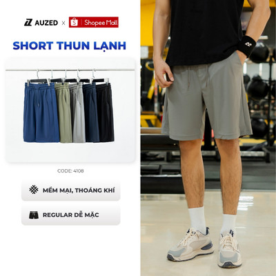 Quần Short Nam AUZED, Quần Short Thể Thao Vải Thun Lạnh Cạp Chun Co Giãn, Mặc Mát, Dễ Phối Đồ 4108