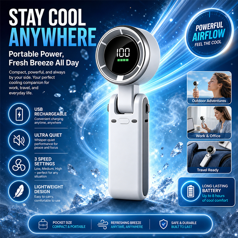 Quạt cầm tay cao cấp N607 Turbo hot 2026 gấp gọn 5 cấp gió mạnh pin lớn mini du lịch | BigBuy360 - bigbuy360.vn