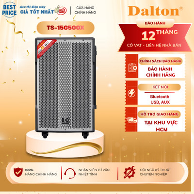 Loa Kéo Karaoke Dalton TS-15G500XP 600W - Loa Kéo Di Động Bét Thùng Gỗ Kèm 2 Micro Không Dây