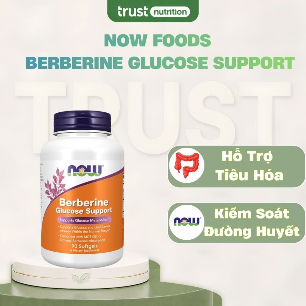 Viên uống Now Berberine Glucose Support, 90 viên, hỗ trợ kiểm soát đường huyết
