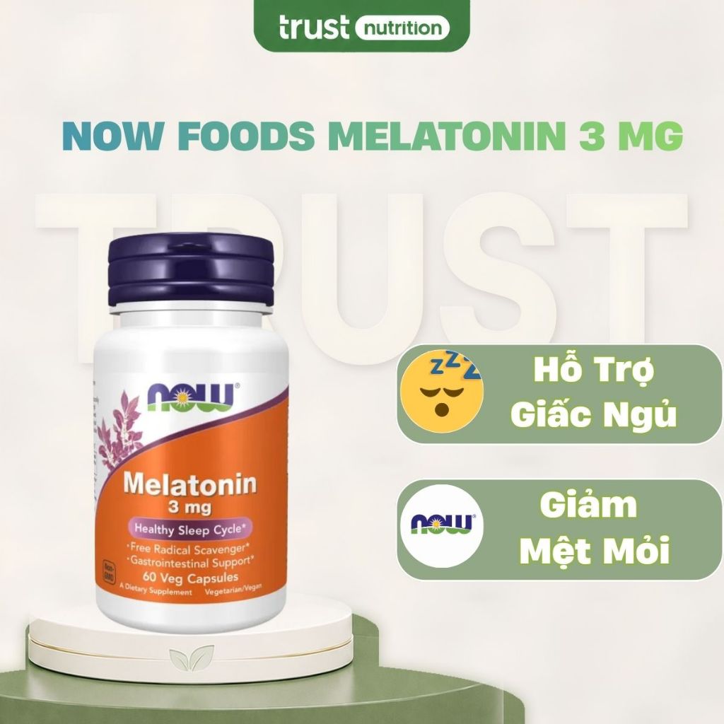 Viên Uống Now Melatonin 3mg ( 60 viên ) hỗ trợ giấc ngủ ngon và sâu giấc