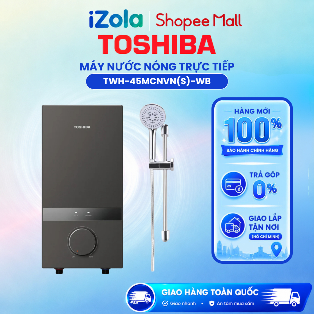 TWH-45MCNVN(S)-WB - Máy nước nóng trực tiếp Toshiba 4500W  TWH-45MCNVN(S)-WB - Hàng chính hãng