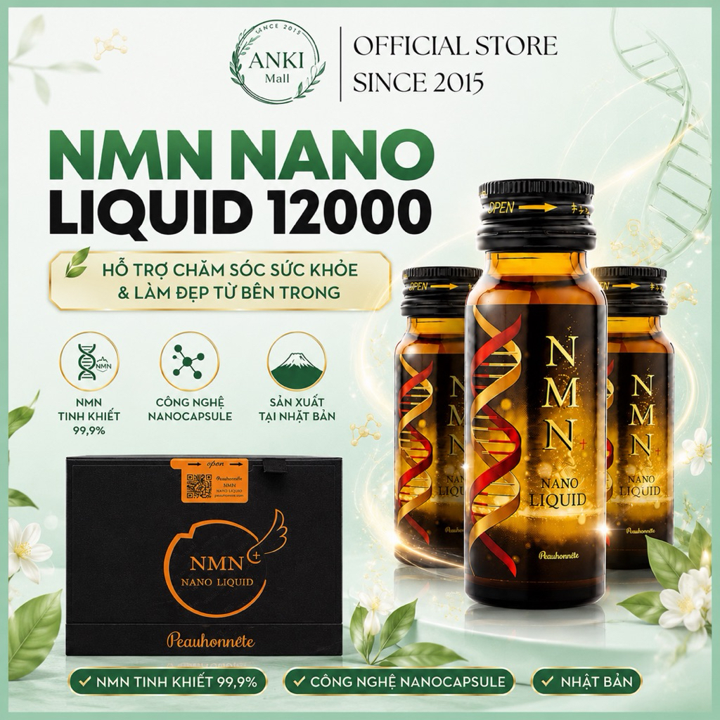 Nước Uống NMN Nhật Bản Nano Liquid  Peauhonnête 12000 Hỗ Trợ Chống Oxy Hóa - Anki Mall