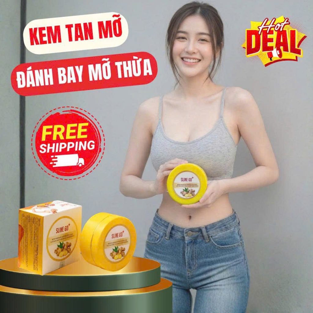(TẶNG DÂY ĐO EO) Kem cao gừng tan mỡ SLINE 6D+ || Kem massa vùng mỡ