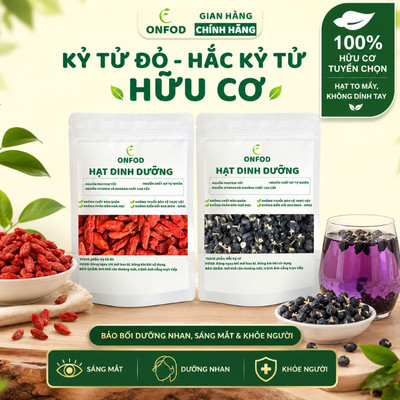 Kỷ tử đỏ Hắc kỷ tử hữu cơ chính hãng 100% organic ONFOD pha trà dưỡng sinh healhty eat clean