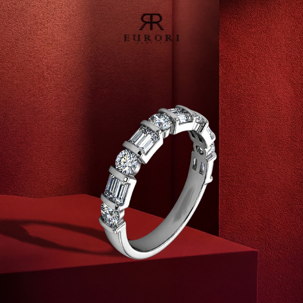 EURORI- Nhẫn NOVA thiết kế Eurori đính đá Zirconia 8A sang trọng thời Unisex, Nhẫn bạc không chủ đín