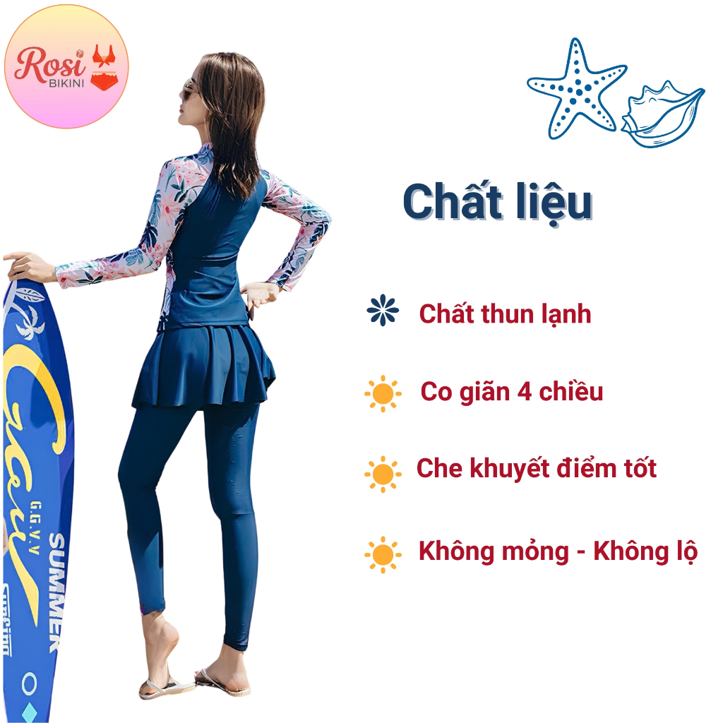 Đồ bơi nữ có mút ngực quần dài 2 mảnh kín đáo váy 2 lớp chất thun co dãn chống nắng có size | BigBuy360 - bigbuy360.vn