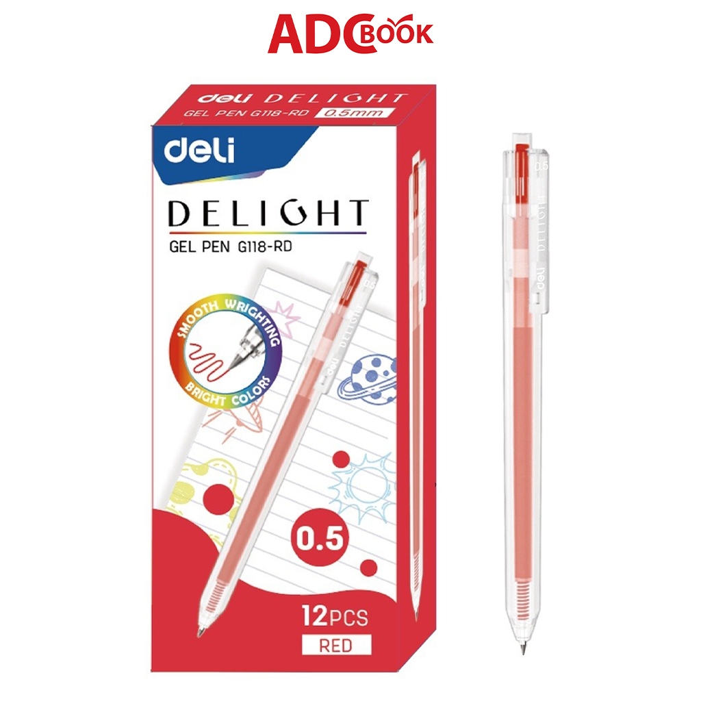 Bút Gel Bấm 0.5mm EG118 12c/Hộp (Deli) (Nguyên Hộp)