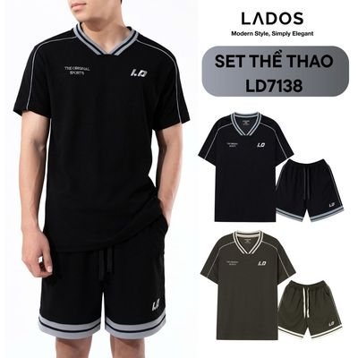 Set bộ thể thao LADOS-7138 áo cổ tim 9177 quần phối bo 4137 vải tổ ong nhí phong cách trẻ trung năng động