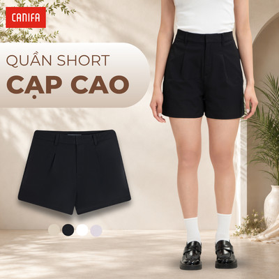 Quần đùi nữ ống rộng tôn dáng, quần short nữ cạp cao CANIFA 6BS26S015