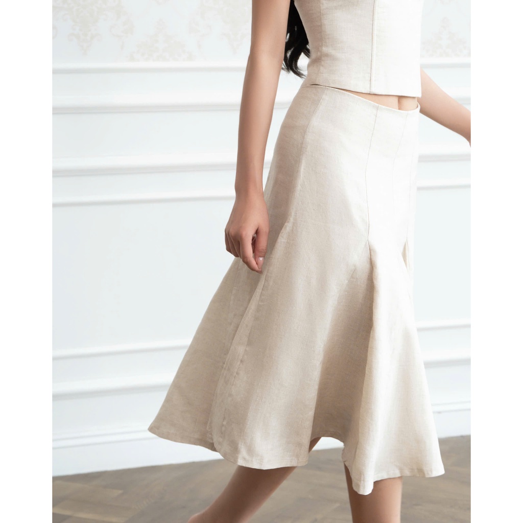 𝗖𝗹𝗼𝘁𝗵𝗲𝘀 𝗕𝗮𝗿 - Reina Skirt (Silent Dune) | Chân váy midi linen đuôi cá