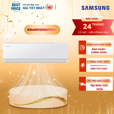 Máy Lạnh Samsung Inverter 1.5 HP AR40H12D0ATNSV - Làm Lạnh Nhanh, Tiết Kiệm Điện, Bảo Hành 10 Năm Máy Nén