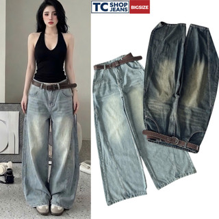 Quần jean thụng ống rộng năng động và hiện đại rất hot (dài 103cm) TC SHOP JEANS bigsize 55-90kg chất jean mềm MS 256