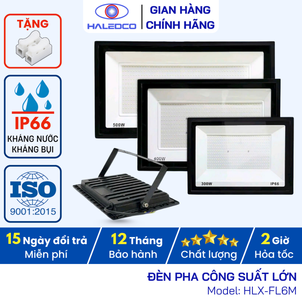 Đèn Pha LED Công Suất 200W 300W 500W HALEDCO, Diện Tích Phủ Sáng Lớn Cho Kho Bãi, Khu Công Nghiệp