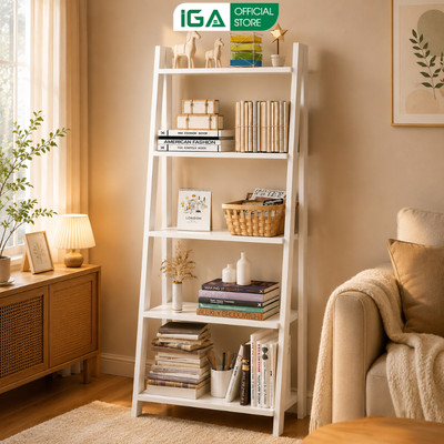 Kệ sách decor kệ gỗ trang trí phòng làm việc phòng ngủ phong cách kiểu Hàn thương hiệu IGA - GP114
