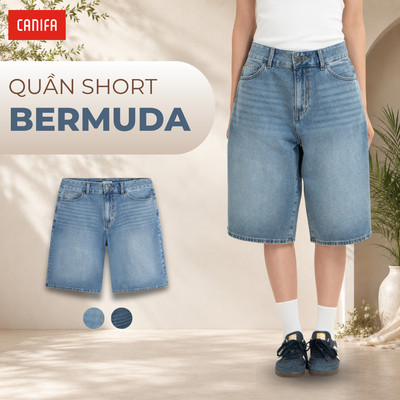 Quần short jean unisex người lớn dáng lửng phong cách trẻ trung năng động CANIFA 5BS26S001