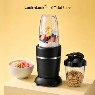 Máy xáy sinh tố LocknLock blender 2 bình đựng 950ml và 500ml xay đá chống trượt EJM452BLK