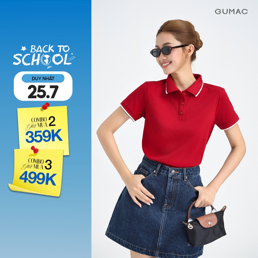 [MUA 3 CÒN 130K/ÁO] Áo Polo Nữ GUMAC Cotton TICI Áo Thun Có Cổ Tay Ngắn Thanh Lịch Công Sở Thể Thao 
