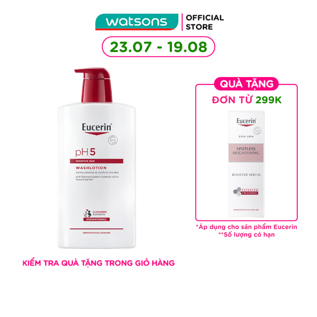 Sữa Tắm Eucerin Nhẹ Nhàng Làm Sạch Dành Cho Da Nhạy Cảm pH5 1000ml