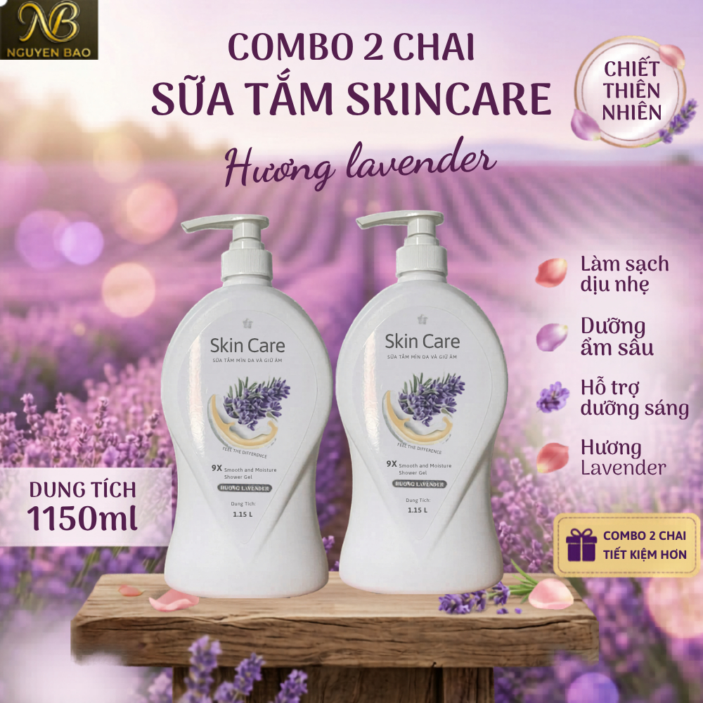 Combo 2 Chai Sữa Tắm SKIN CARE 1150ml Hương Sữa Dê | Rose | Lavender | Lemongrass - Sạch Dịu Nhẹ,Dưỡ