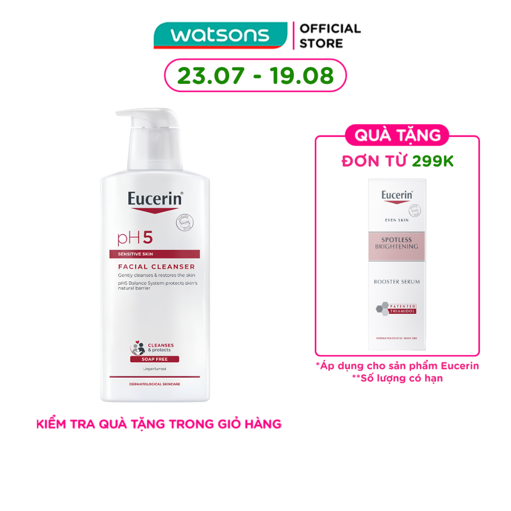 Sữa Rửa Mặt Eucerin Dành Cho Da Nhạy Cảm pH5 Facial Cleanser 400ml
