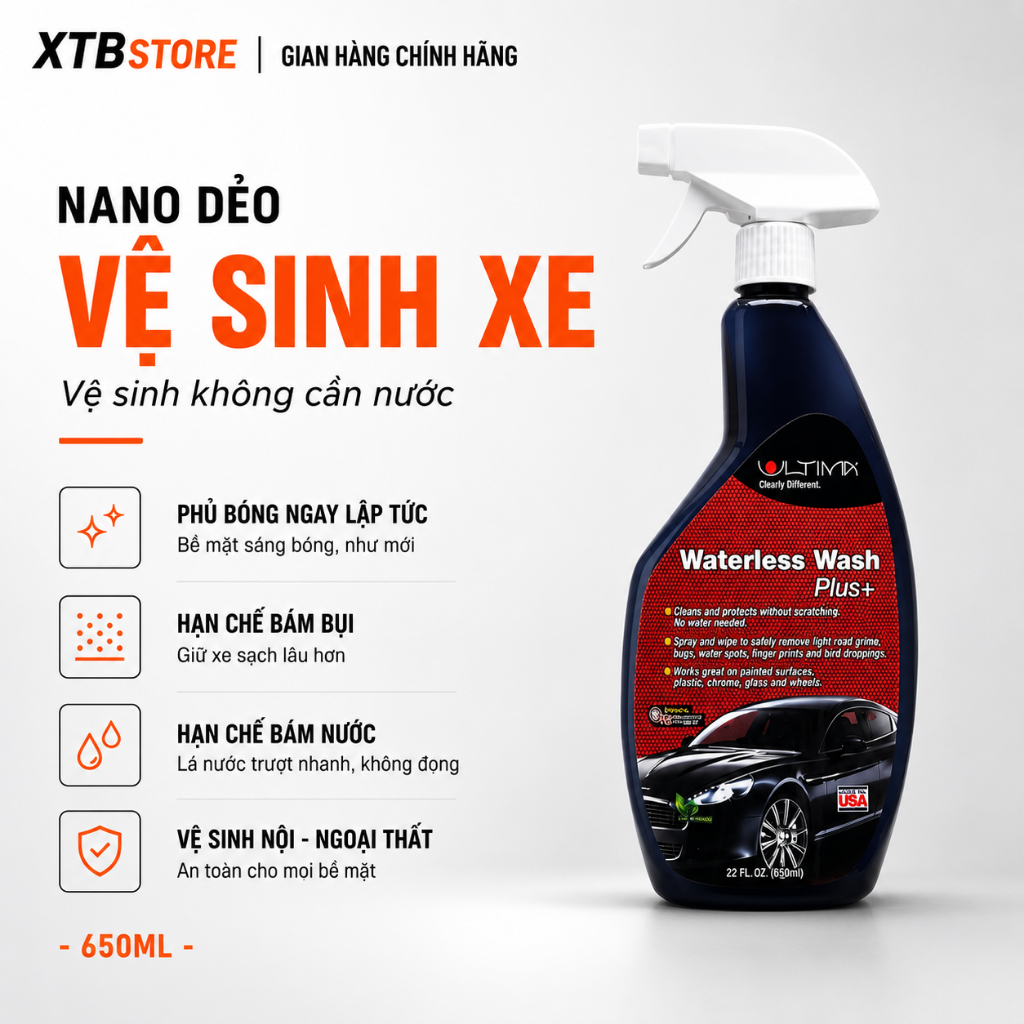 Xịt vệ sinh kính nội thất ghế da sơn xe taplo ô tô Ultima nano dẻo hạn chế bám nước mưa, phủ nano là
