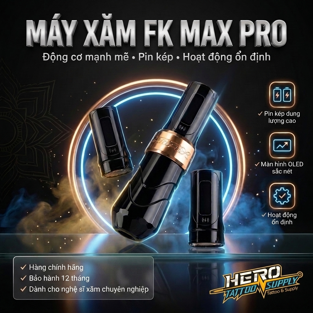 Máy xăm tích điện Flux max - PEN FLUX MAX - 2 pin - Bảo hành 12 tháng