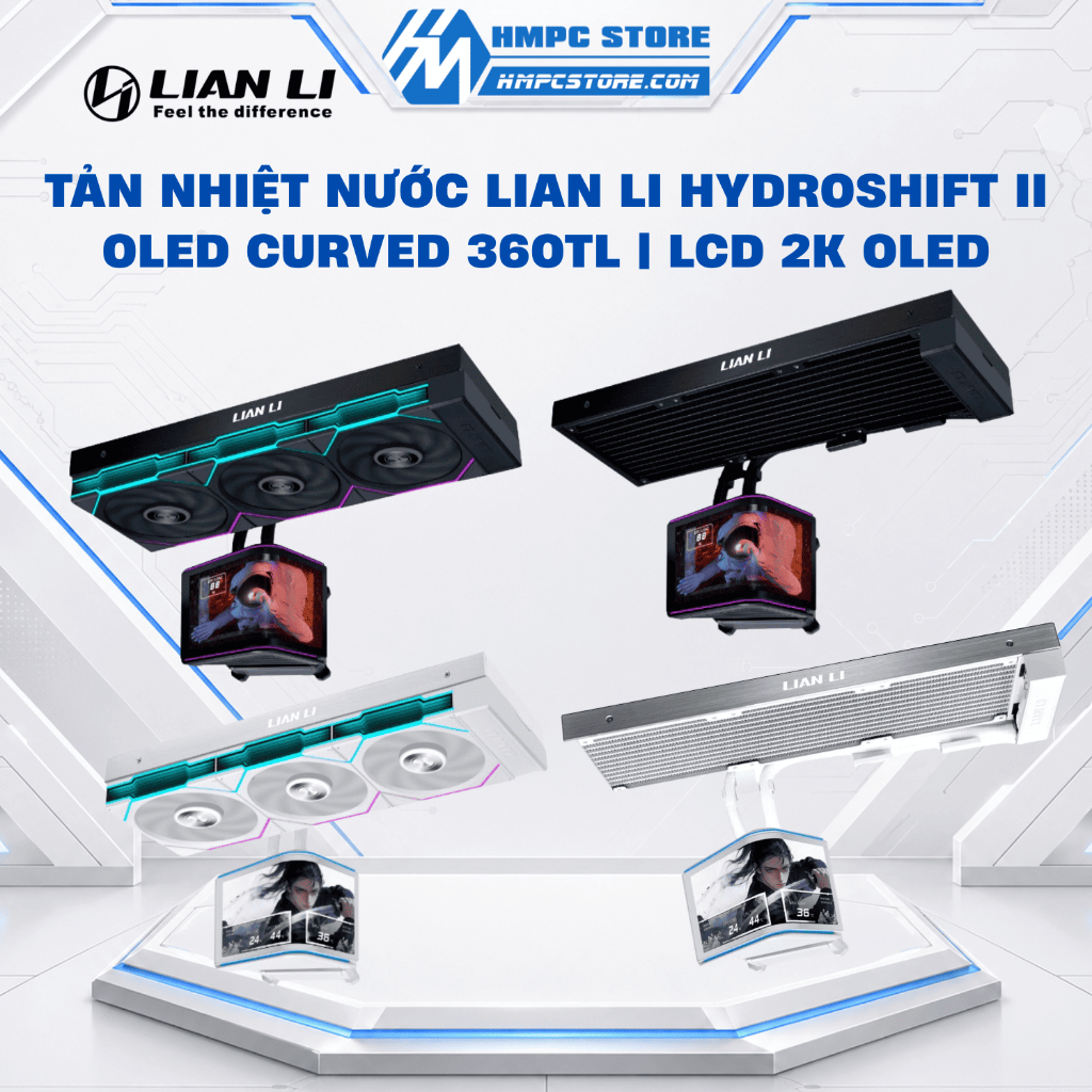Tản nhiệt nước Lian Li HydroShift II OLED Curved 360TL | LCD 2K OLED, BH 6 năm ( LCD 3 năm )