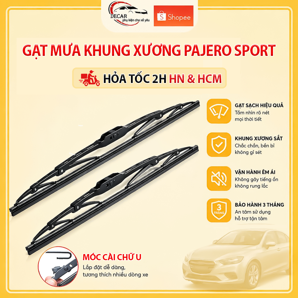 [MITSUBISHI PAJERO] Cần gạt mưa khung xương, chổi gạt mưa xe MITSUBISHI PAJERO, gạt kính xe oto, tha
