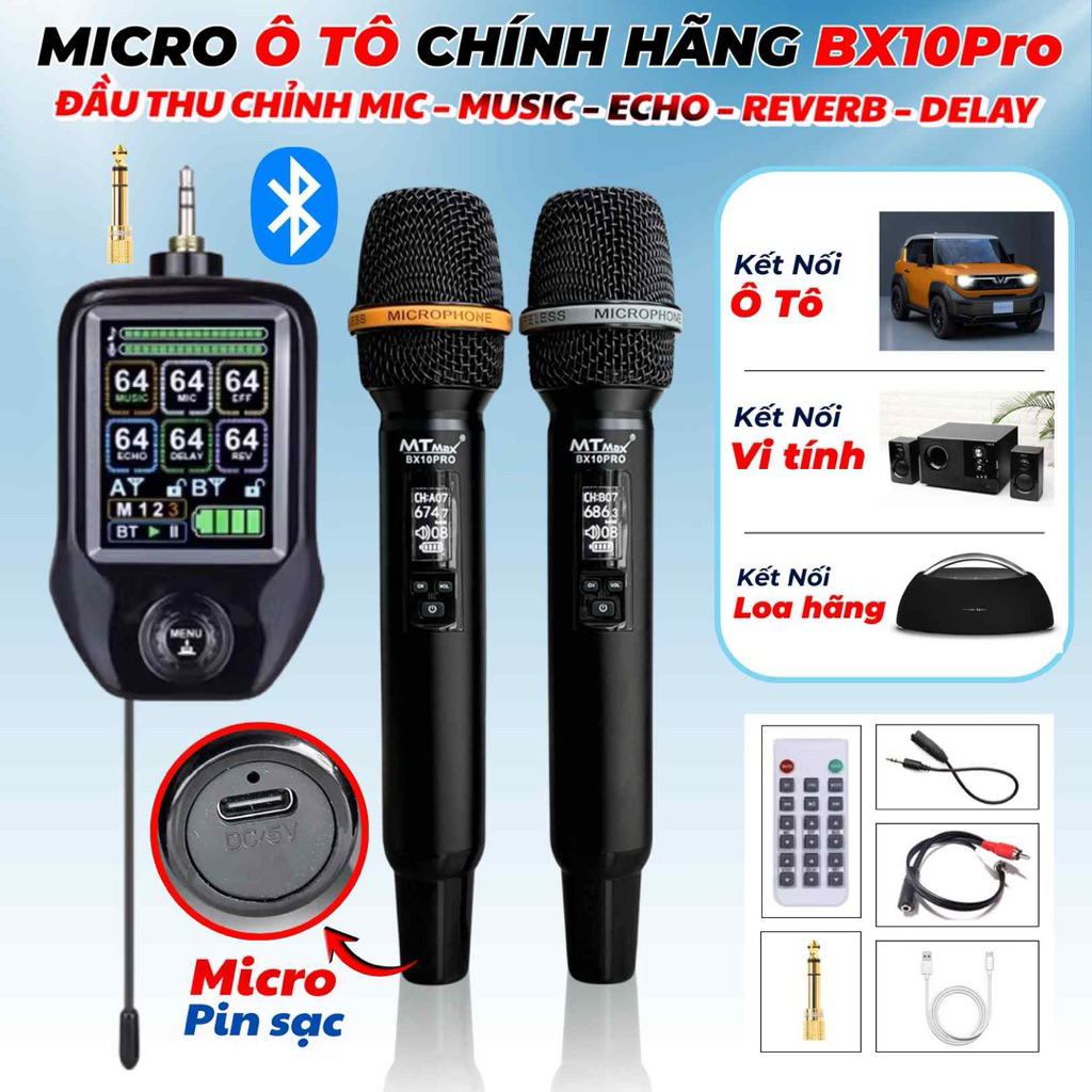 Micro Karaoke Đa Năng Cao Cấp MTMax BX10 PRO - Hàng Chính Hãng MTMax - Mic Chuyên Dùng Loa Bluetooth